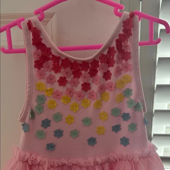 Mini Boden Pink Layered Dress with Floral Accents - Picture 3 of 4